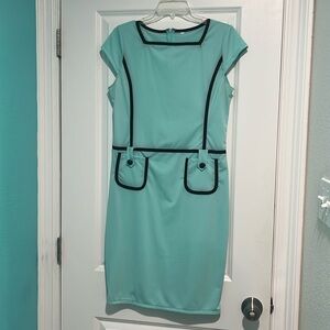 Mint 70s Inspired Midi Dress